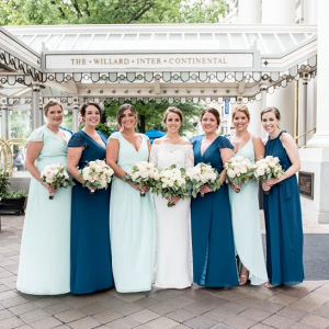 Mint and blue bridesmaids