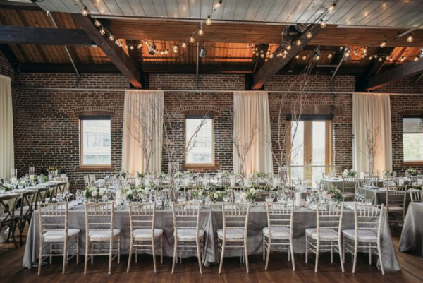 Modern white and green reception