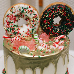 Christmas doughnut cake topper