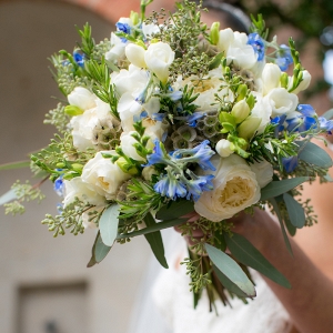 DC Bridal Bouquet of blue and white florals