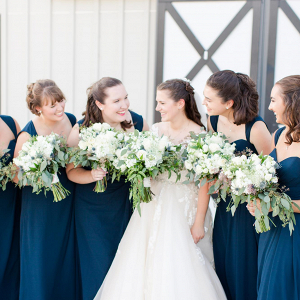 navy and white bridal party attire 