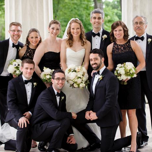 Black and white bridal party