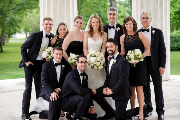 Black and white bridal party