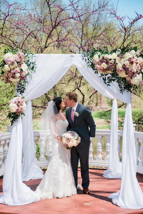 Floral and draping chuppah from jewish weddin ceremony in Maryland