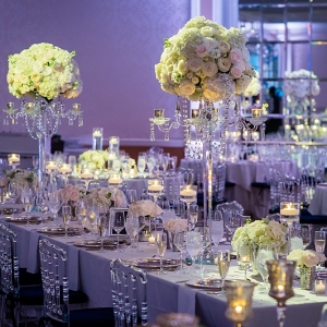 Fairmont DC Ballroom wedding all white wedding centerpiece
