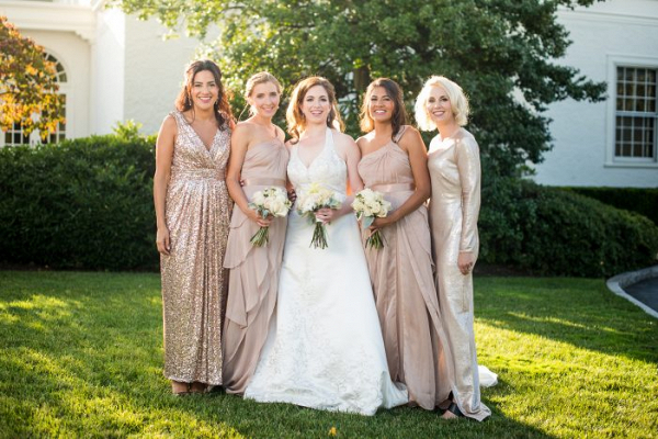 Gold bridesmaid dresses 
