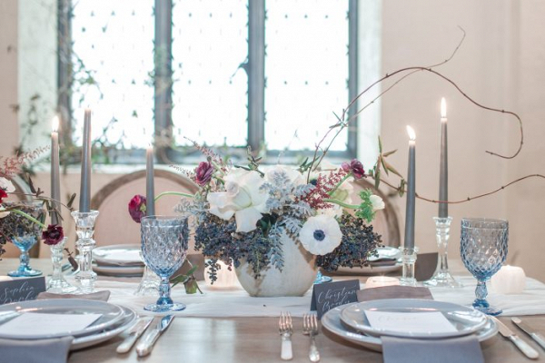 Dusty blue tablescape