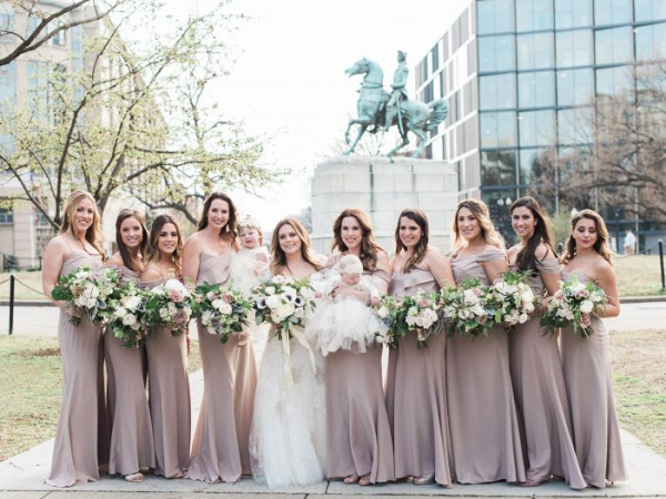 Bridesmaids in taupe