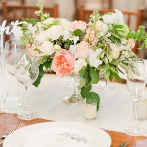 Textured compote centerpiece at Pippin Hill Charlottesville VA wedding