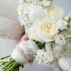 ruffled white Amanda Veronee bridal bouquet