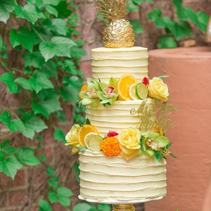Yellow wedding cake