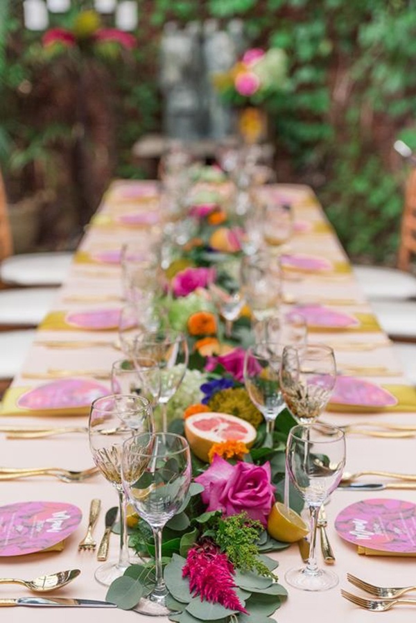 Colorful long reception table