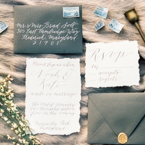 winter heather grey invitation and calligraphy